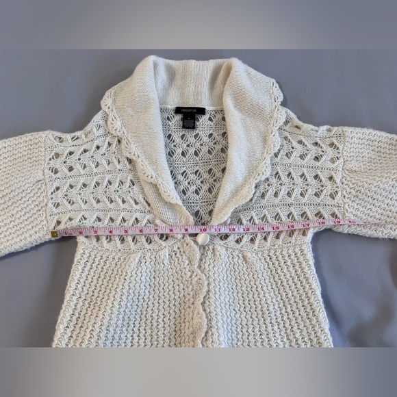 ARDEN B Womens Knit BUTTON FRONT CARDIGAN SWEATER Shawl Size‎ Medium ivory - Picture 6 of 9